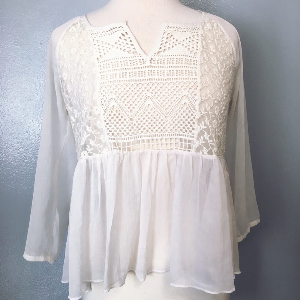 AMERICAN RAG CIE PURE LACE SHEER BOHO SHIRT - Picture 1 of 6